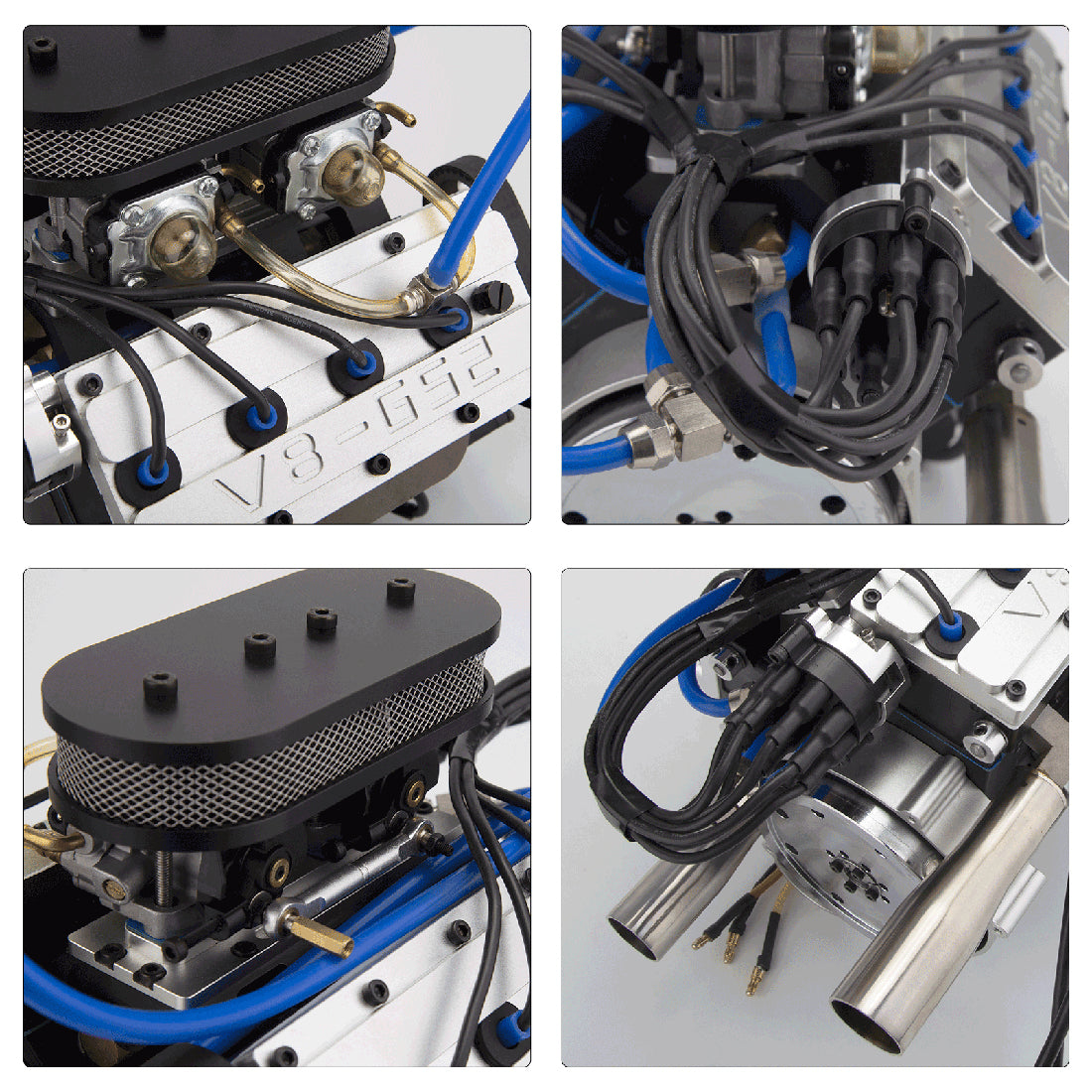ENJOMOR V8 GS-V8 78CC DOHC Four-Stroke V-Shaped Eight-Cylinder Water-cooled Electric Gasoline Internal Combustion Engine Model - V8 Engine Model That Works